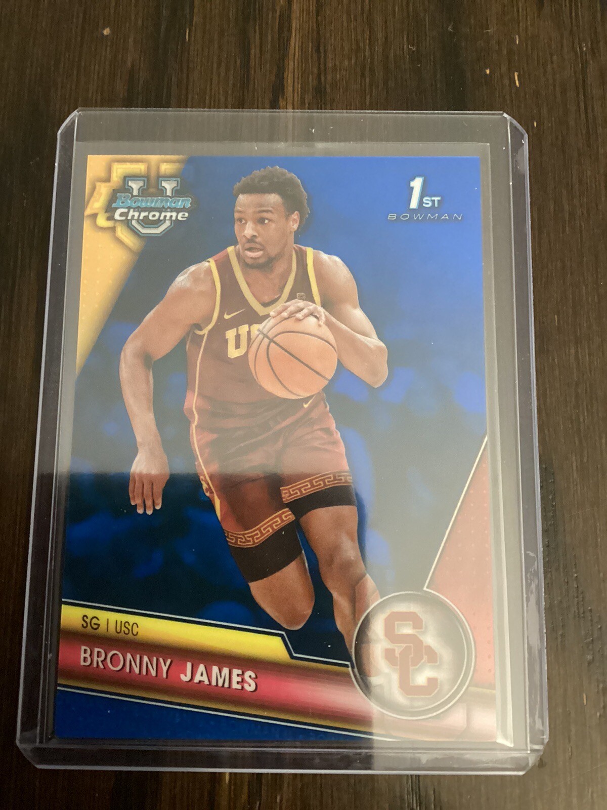 2023-24 Bowman Chrome University BRONNY JAMES 1st Bowman BLUE REFRACTOR /199 USC