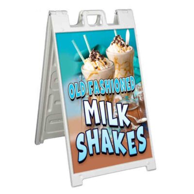 MILK SHAKES Signicade 24x36 Aframe Sidewalk Sign Banner Decal ICE CREAM TREATS