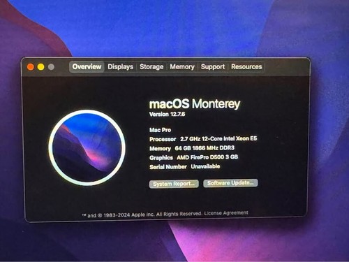 Late 2013 Mac Pro, 12-core Intel Xeon e5, AMD FirePro D500, 1tb SSD, 64gb RAM - Picture 2 of 4