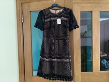 BNWT NEW Oasis Black Lace Overlay Dress In Size 8