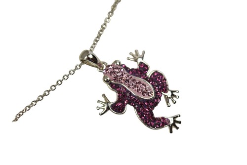 Lila Strass Frosch Halskette Schmuck Amphibie Neu im Karton - Bild 1 von 11
