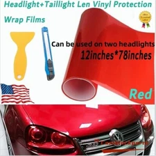 Fit for Headlight Film Transparent Red Lens Vinyl Protection Wrap12"x78"