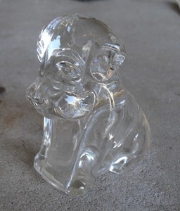 Vintage-Heavy-Glass-Puppy-Dog-Candy-Container-3-034-Tall