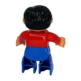 LEGO Duplo Male Minifigure Red Shirt Blue Pants Black Hair 4631-1 Ville Figure 