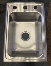 Elkay LR1522-3 Lustertone Stainless Steel Single Bowl Drop-in Sink 3 Hole