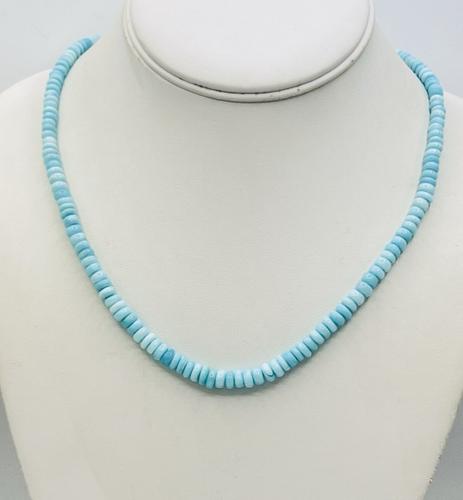 HSN signierte RB 925 Sterling Silber Larimar Rondell Perlenkette Made in India