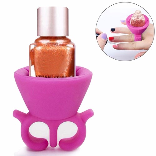 ANELLO PORTA SMALTO IN SILICONE DECORARE UNGHIE NAIL ART GEL MANICURE PORTATILE - Foto 2 di 9