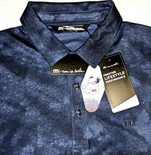 NEW TRAVIS MATHEW, MENS SMALL, CAPSIZE TIE-DYE INSIGNIA🔷️BLUE⛳️POLO-MSRP $94.95