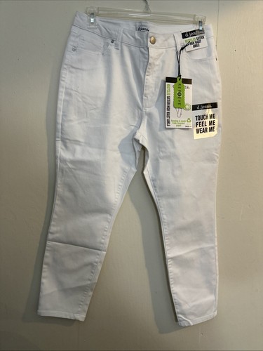 D. Jeans Size 14 Recycled Sateen High Waist Ankle Soft Touch Lt. White NWT