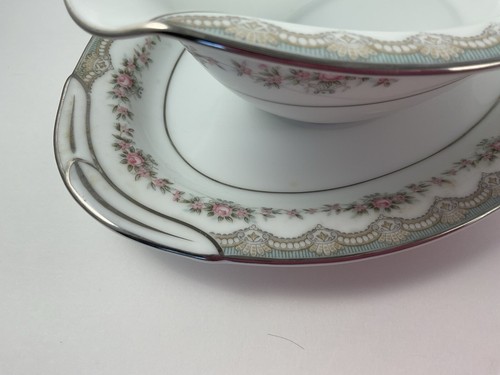 Noritake JAPAN Fine China GLENWOOD pattern 5770 GRAVY BOAT w/attached plate - Picture 9 of 9