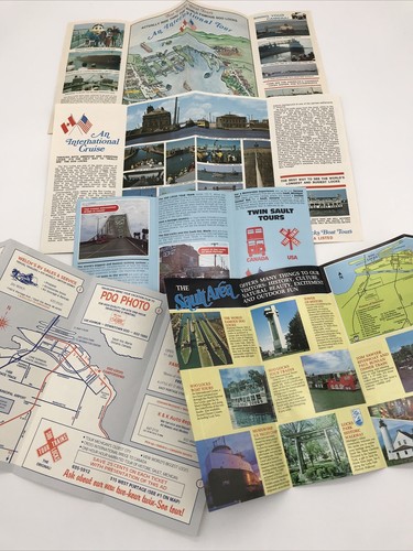Vintage 1988 Sault St Marie Michigan Lot of 5 Soo Locks Boat Train Tour Brochure - Picture 3 of 9