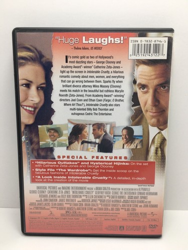 Intolerable Cruelty (DVD, 2004, Full Frame Edition) - Picture 2 of 2