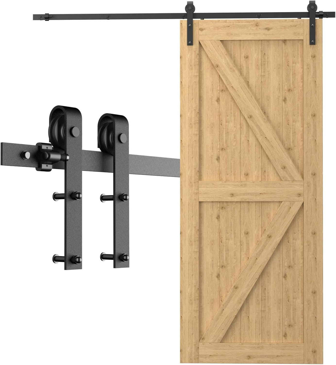 Barn Door Hardware Kit 4FT Sliding Track Heavy Duty for Single Max 24'' Wide Doo