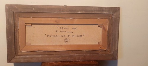 Dipinto Rodolfo Marma 80 X 30 "Monachine e Bimbe " 1967 Olio Su Tela - Imagen 14 de 15