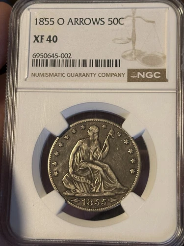 1855-O Arrows 50c NGC XF-40 Seated Liberty Half Dollar