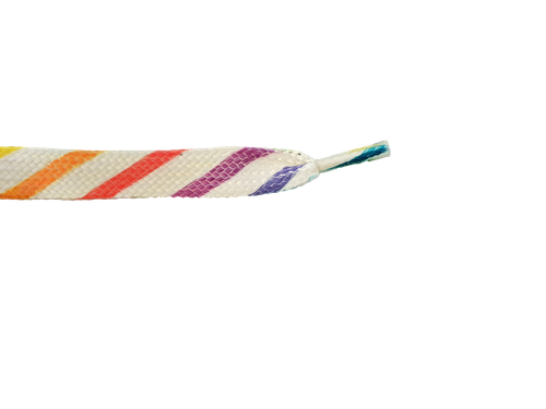 1x PAIR FLAT RAINBOW CANDY CANE STRIPES PRINT SHOE SNEAKER TRAINER LACES 115cm - Picture 2 of 3