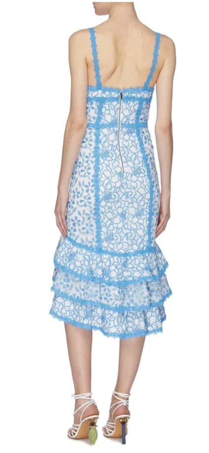 NUEVO Vestido Midi Alice + Olivia Diane Dobladillo Floral Crochet Encaje 4 #D6124 Foto 2 de 4