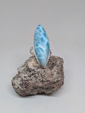  015 Size Adjustable High Quality Marquise Larimar Pectolite Ring