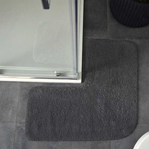 Corner Shower Mat 70 x 35cm - 100% Cotton L-Shaped Bath Mat Supersoft, Absorbent - Picture 9 of 54