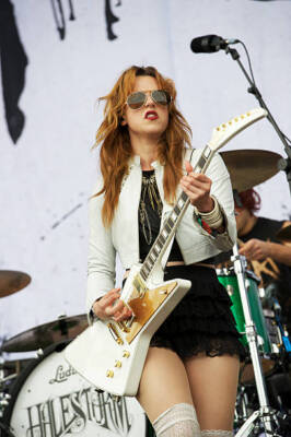 Frontwoman Lzzy Hale of American hard rock group Halestorm live on- Old Photo 12