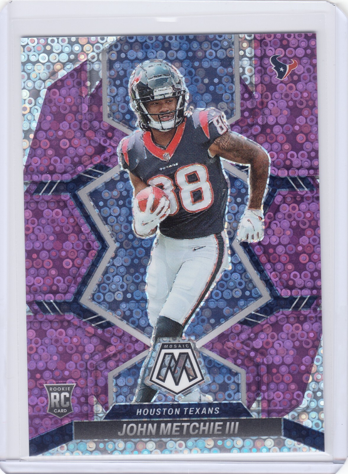 #/50  John Metchie III RC ▪ 2022 Mosaic No Huddle PURPLE Disco Prizm #317 Rookie