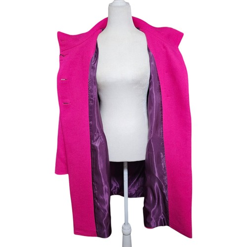 Neu mit Etikett Zara Hot Pink Wollmischung Mantel Gürtel hochgeschlossen Damen M/L strukturiert - Bild 9 von 14