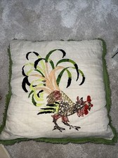 Hand Stitched Rooster 15x15 Throw Pillow