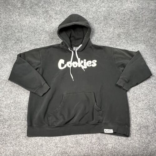 Cookies Hoodie Mens Size 2XL Black Original Distressed Street Cannabis