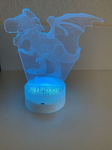 Child’s Night Light DINOSAUR Touch Table Lamp 3D LED 7 Colors USB or AAA NEW