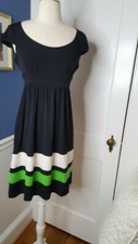 Vintage London Times sz 4 Petite Small Black Green Stretch Dress