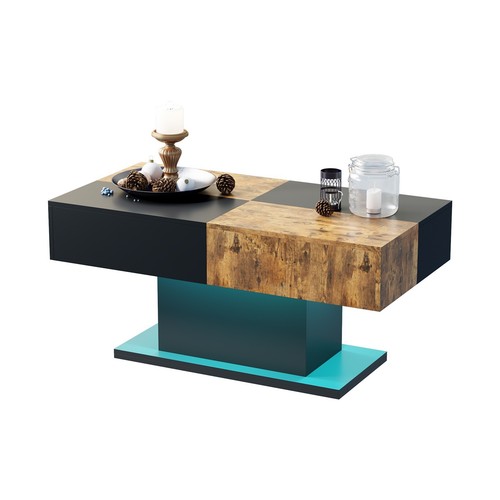 High Gloss Coffee Table with LED Light Living Room Cocktail Sofa Center Table - Picture 66 of 87