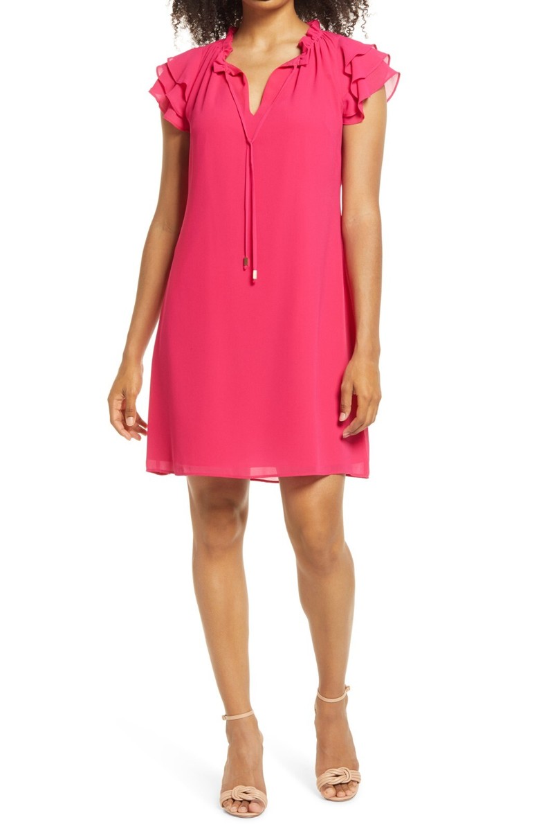 vince camuto chiffon shift dress Lace Vince Camuto Cape Back Shift Dress Vince Camuto Hot Pink Dress Shop
