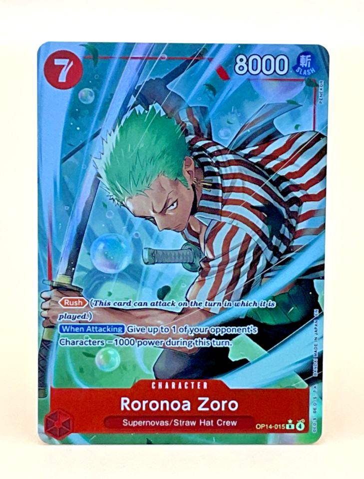 One Piece Roronoa Zoro - OP14-015 (R*) (Alt Art) - The Azure Sea's Seven (OP14)