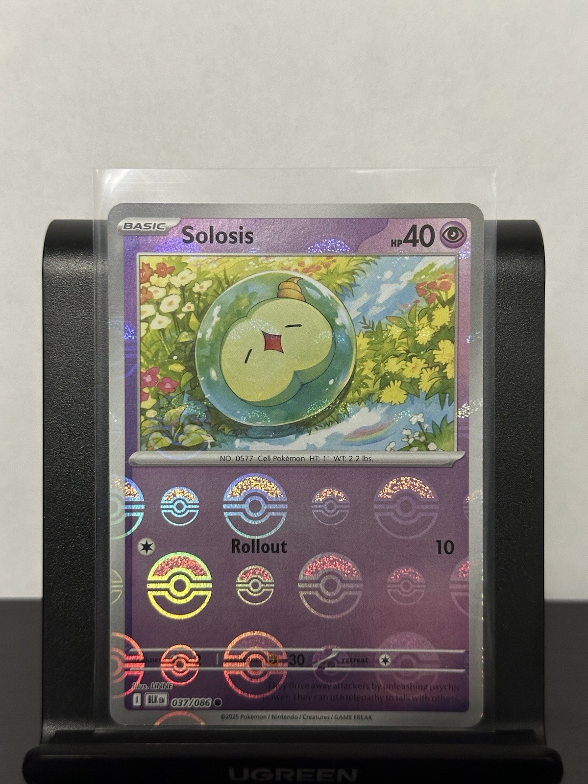 Pokémon Black Bolt Solosis 037/086 (Pokeball Pattern) Holo NM