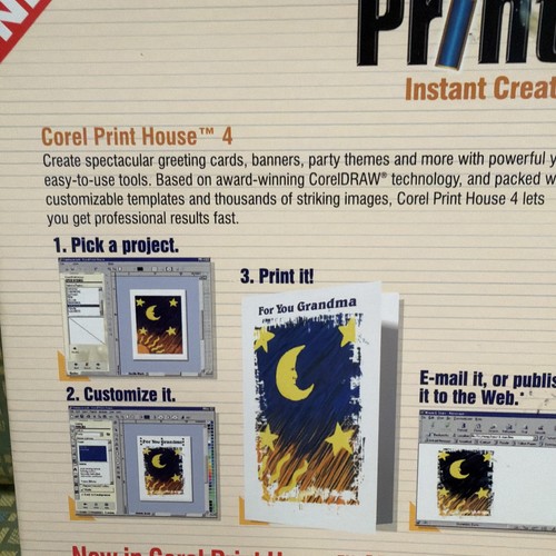 Vintage PC Software Corel Print House Magic -  Windows 95 98 - New - Open Box - Afbeelding 7 van 10