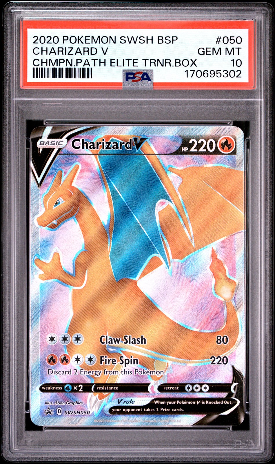 Charizard V 050/073 Champion's Path Elite Trainer Box Pokemon PSA 10 2020