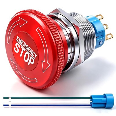 mxuteuk 22mm Stainless Steel Metal Latching Emergency Stop Push button A 