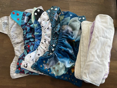 Lot 6 Pocket Cloth Diapers With 12 Inserts AS IS Pre-owned Quality Reusable