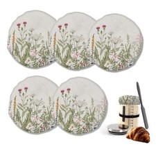 5- Pack Cloth Covers for Sourdough Starter Jar, Wild Flowers Cloth Covers Herbs