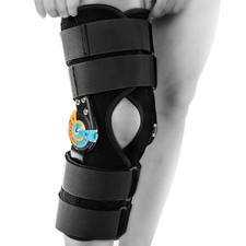 Hinged Knee Brace with Side Stabilizers ROM Knee Support Adjustable Knee Immo...