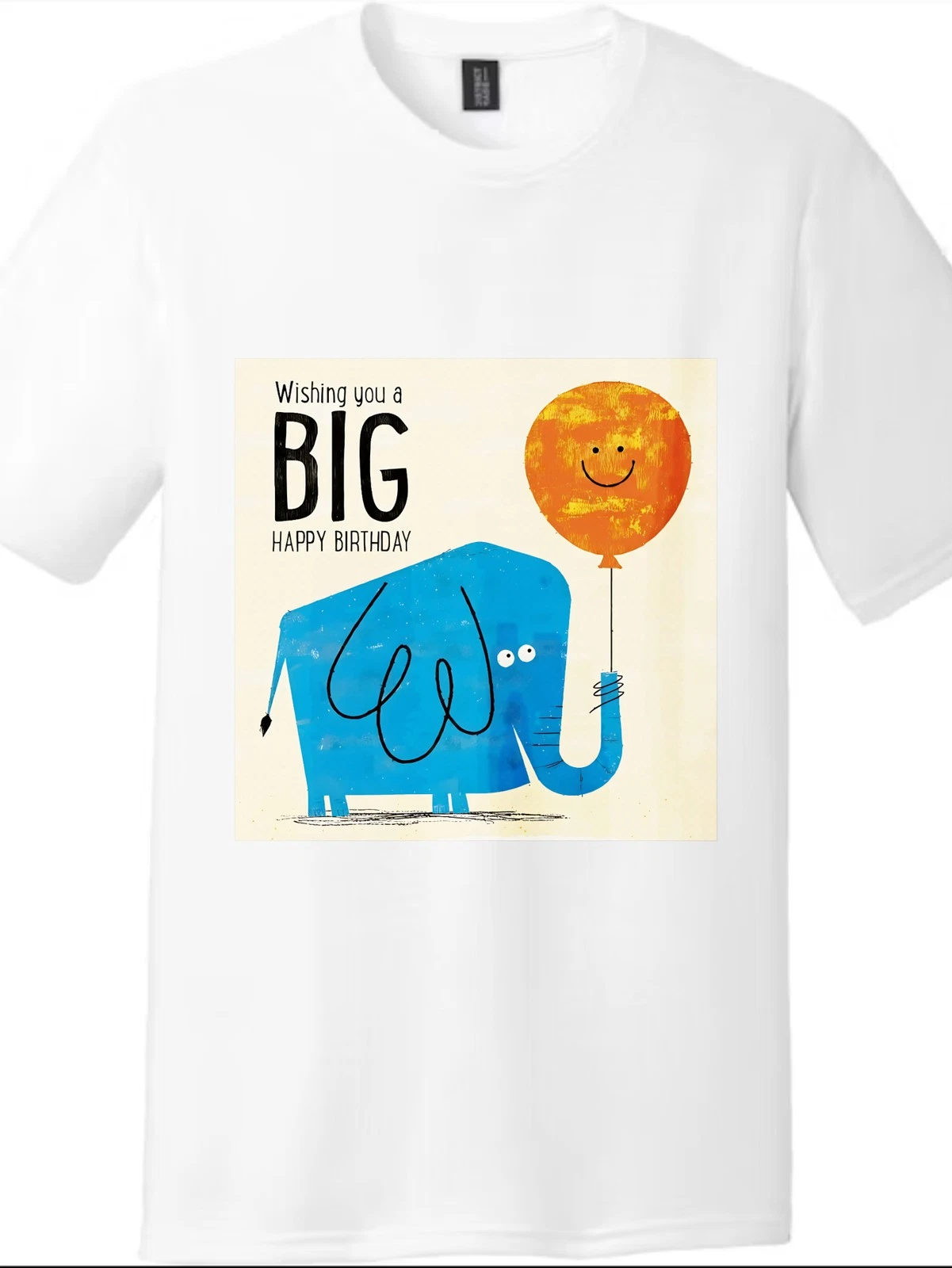 Fun Birthday Theme Tee,Cute Elephant Balloon Pattern Short-Sleeve Top-Cartoon