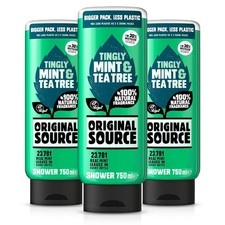 3x Original Source Tingly Mint & Tea Tree Shower Gel 750ml 6.93 per litre