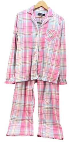 Lauren Ralph Lauren Blk Label 2 Piece Pyjama Set XS Jersey kariert Langarm