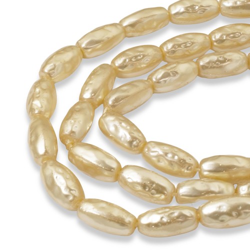 Cream Czech Glass Pearl Beads - Baroque Oval Pearls - Ideal for Bridal Jewelry - Picture 1 of 7