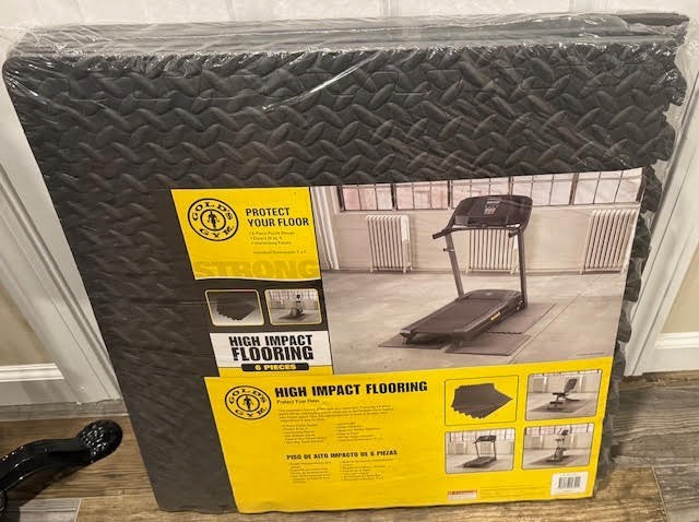 (6) NEW Gold's Gym Black High Impact Flooring Puzzle Mats - 