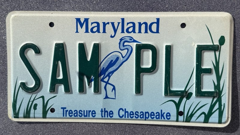 MD Sample License Plate Maryland Blue Heron Treasure The Chesapeake Lic