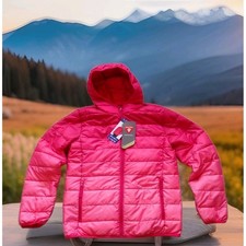 Eddie Bauer Puffer Jacket Girls Large 14/16 Pink New Primaloft Hooded Coat