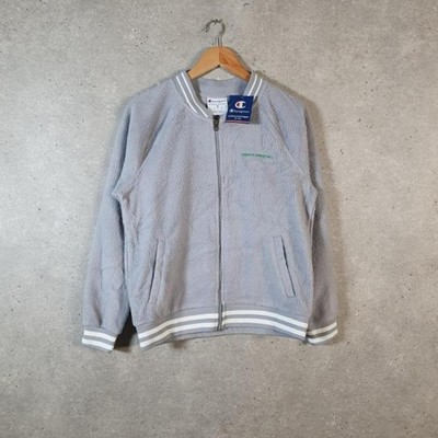 Vintage Champion Full Zip Spellout Fleece Sweater Damen Medium Grey TA4206
