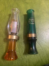 2 Vintage QUAKER BOY RASPY QUACK MASTER Single REED DUCK CALL & Suzy Q Brass