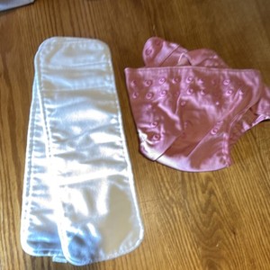 Reusable Cloth Diaper Covers 2 Pack One Size Pink w/ Snap Closures & 3 Inserts